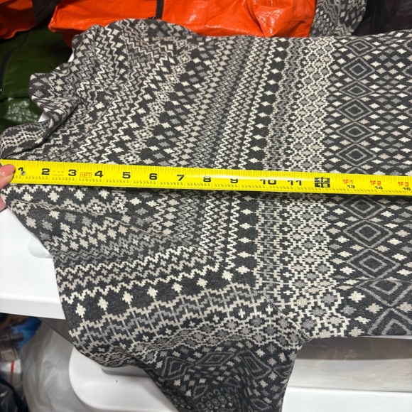 T by Talbots grey, black, and white Fair Isle print longline cowl neck sweater - Picture 8 of 10